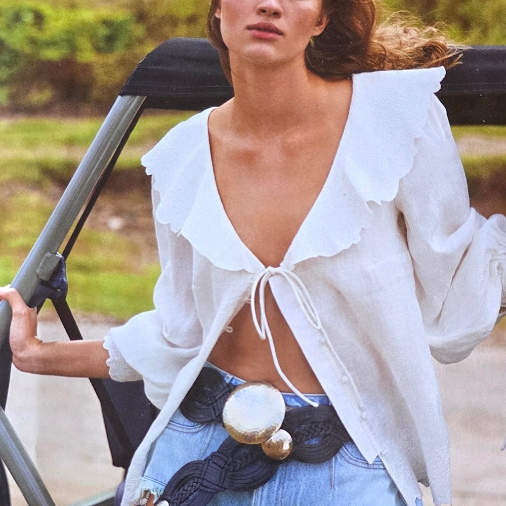 NWT! Anthropologie Victorian Blouse, Embroidered, 100% Linen, Medium